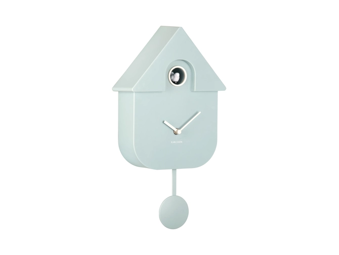 Wall clock Modern Cuckoo ABS soft blue schuin, present time, tuincentrumoutlet.com