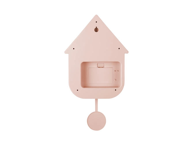 Wall clock Modern Cuckoo ABS soft pink achterkant, present time, tuincentrumoutlet.com