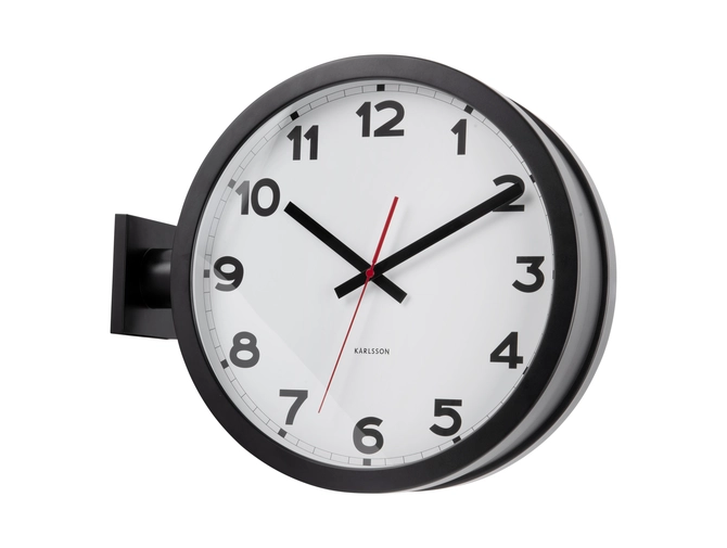 Wall clock New Classic Double Sided white schuin, present time, tuincentrumoutlet.com