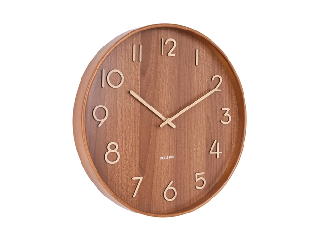 Wall clock Pure medium dark basswood schuin, present time, tuincentrumoutlet.com