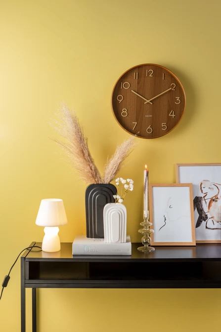 Wall clock Pure medium dark basswood sfeer, present time, tuincentrumoutlet.com