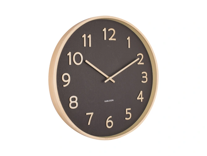 Wall clock Pure wood grain medium black schuin, present time, tuincentrumoutlet.com
