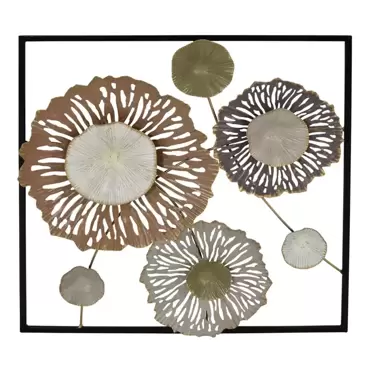 Wanddecoratie bloemen goud - 50x50 cm