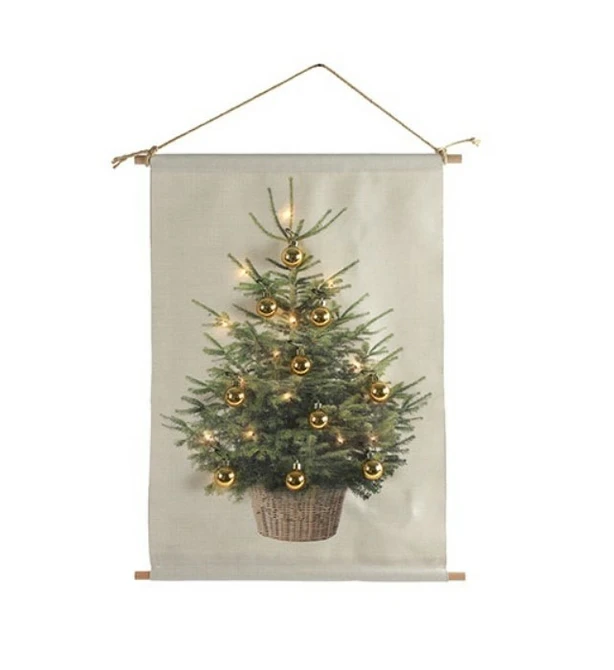 Wanddoek kerstboom m/10kerstballen LED rh Cosy S veelkleurig