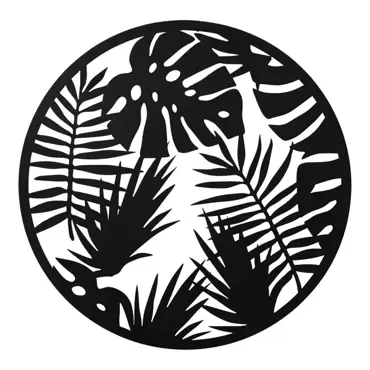 Wandecoratie tropical leaf rond