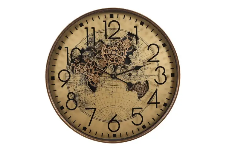 Wandklok radar world map d60cm goud afbeelding