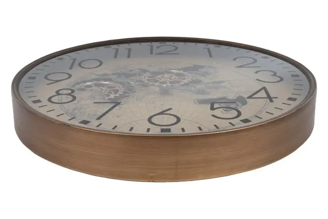 Wandklok radar world map d80cm goud - afbeelding 2