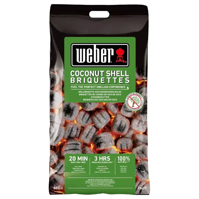 Weber kokosnoot briketten 8 kg - bbqkopen.nl