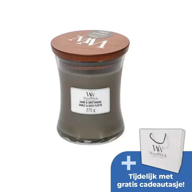 WoodWick Sand & Driftwood Medium Candle - afbeelding 1