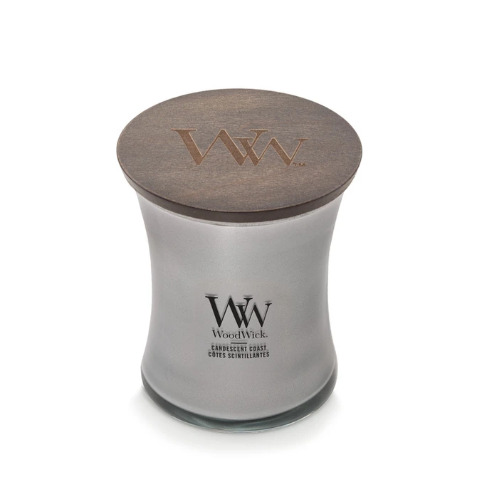 WW Candescent Coast Medium Candle - Silver deksel, Woodwick, tuincentrumoutlet.com