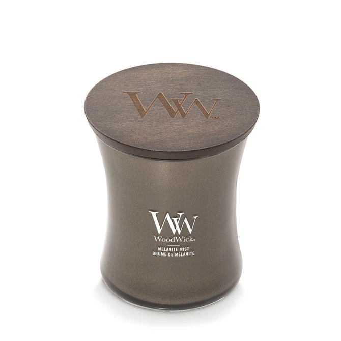 WW Melanite Mist Medium Candle - Gunmetal deksel, Woodwick, tuincentrumoutlet.com