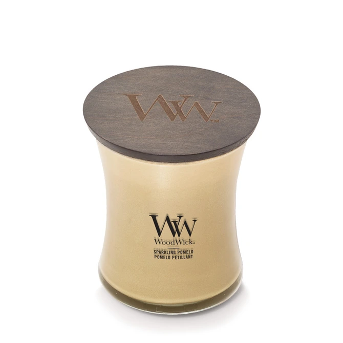 WW Sparkling Pomelo Medium Candle - Champagne deksel, Woodwick, tuincentrumoutlet.com