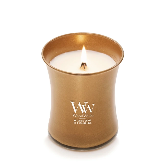 WW Volcanic Orris Medium Candle - Copper brandend, Woodwick, tuincentrumoutlet.com