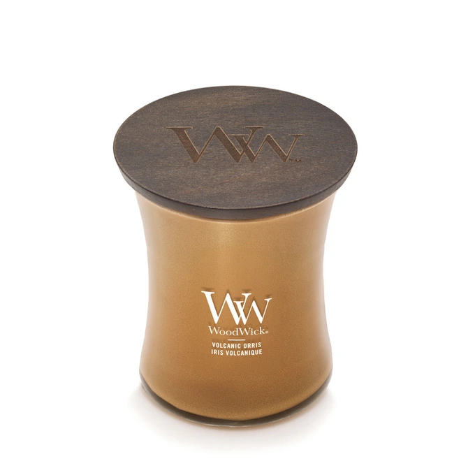 WW Volcanic Orris Medium Candle - Copper deksel, Woodwick, tuincentrumoutlet.com