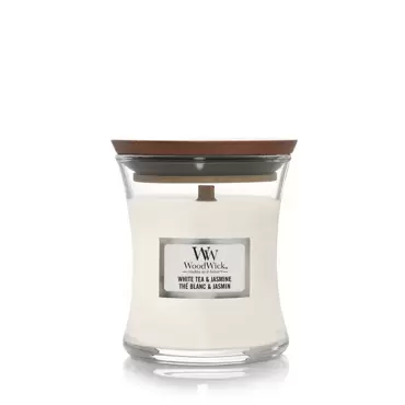 WW White Tea & Jasmine Mini Candle, WoodWick, www.tuincentrumoutlet.com