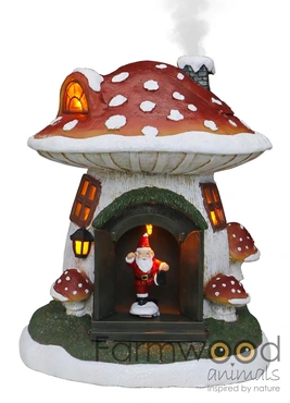X-mas village paddenstoel 21cm, Farmwood animals, Tuincentrumoutlet.com