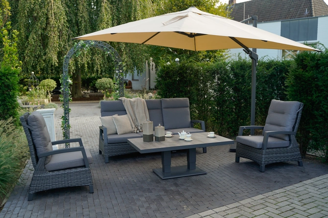Zweefparasol VirgoFlex ecru 3x3mtr sfeer, Lesli Living, tuincentrumoutlet.com